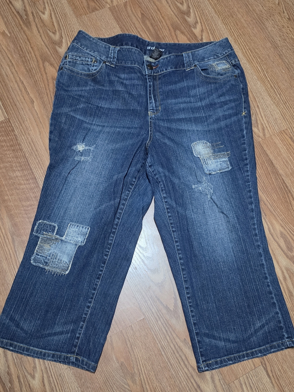 LANE BRYANT Blue Distressed Patchwork Jeans